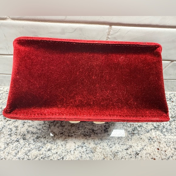 Furla Metropolis Cometa Burgundy Quilted Velvet Top Handle Mini Bag - Picture 5 of 9